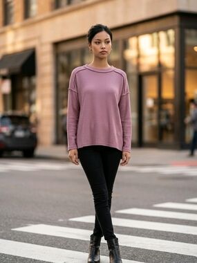 Zanana Mauve Ribbed Long-Sleeve Knit Top